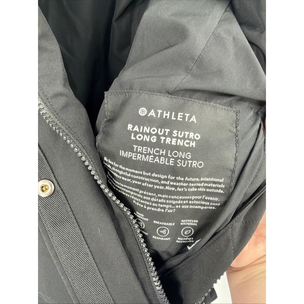 Athleta Women's Black Rainout Sutro Long Trench Coat Jacket Size XXS - Picture 14 of 16